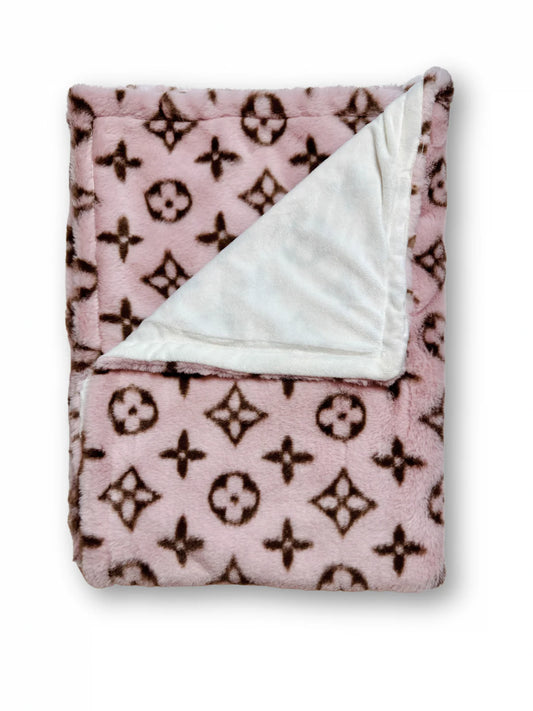 Furry Vuiton Blanket Pink